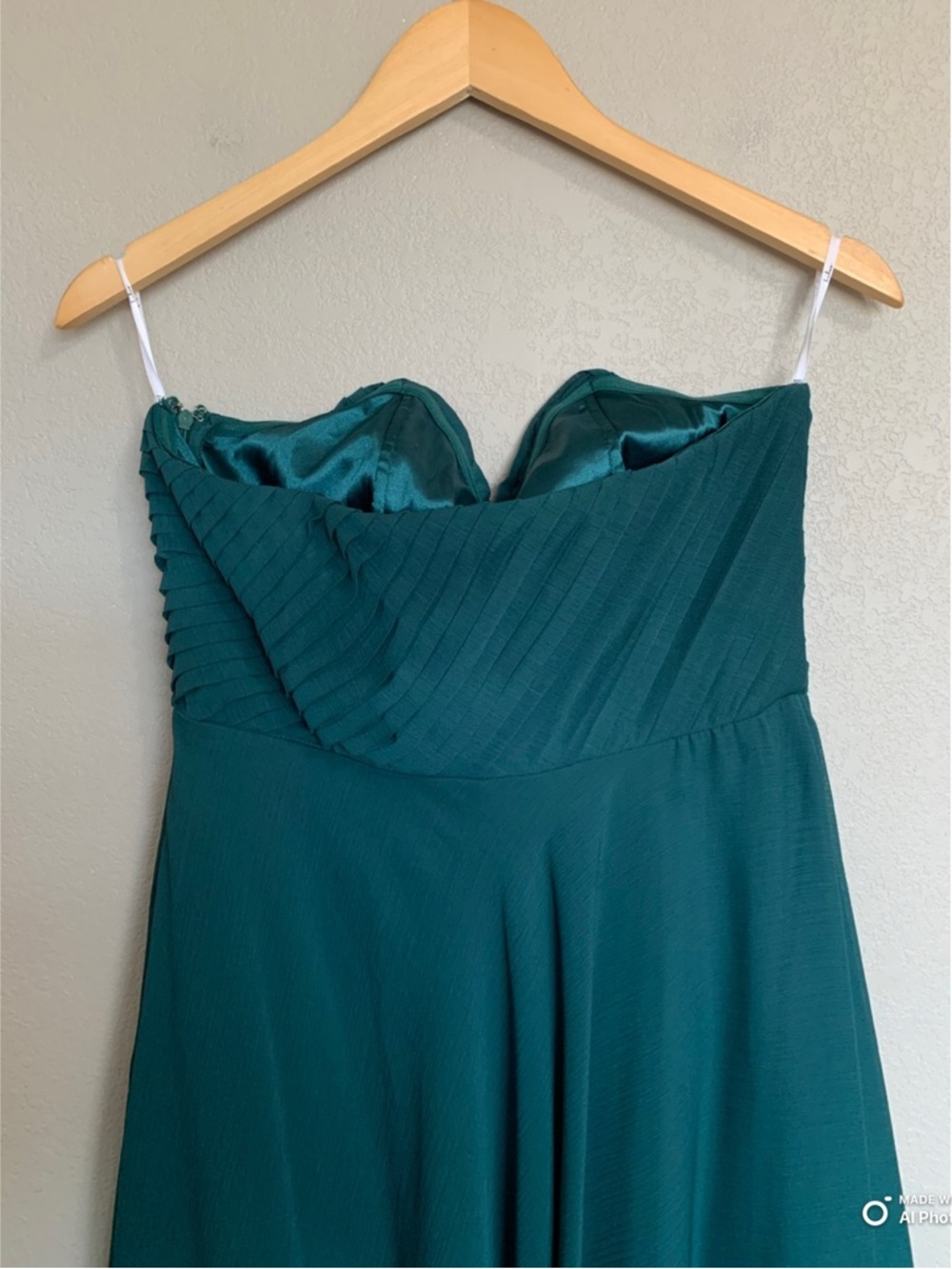 Lulus Medium Revered Elegance Emerald Green Pleated Strapless Maxi Dress NWT - Picture 9 of 17